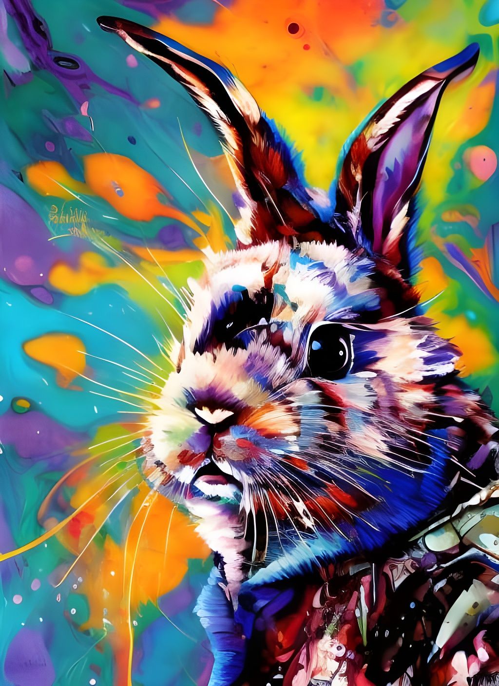 Badass Bunny Portrait in Borderlands Style