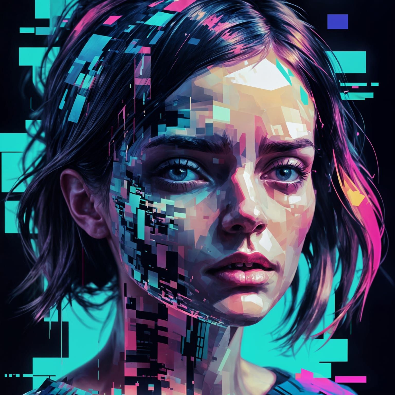 Abstract Glitch Art Composition