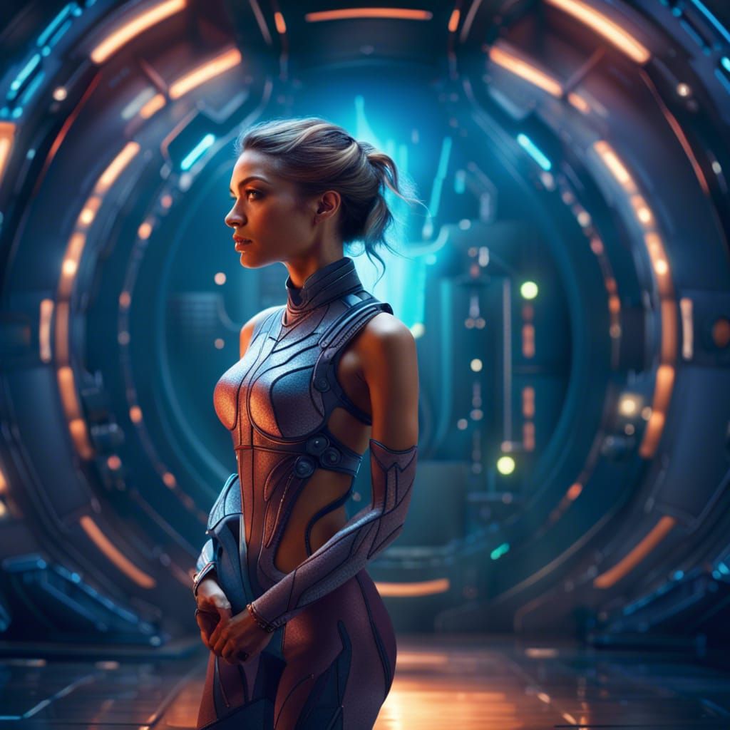 Sci-Fi Woman with Perfect Body in Detailed Matte Painting