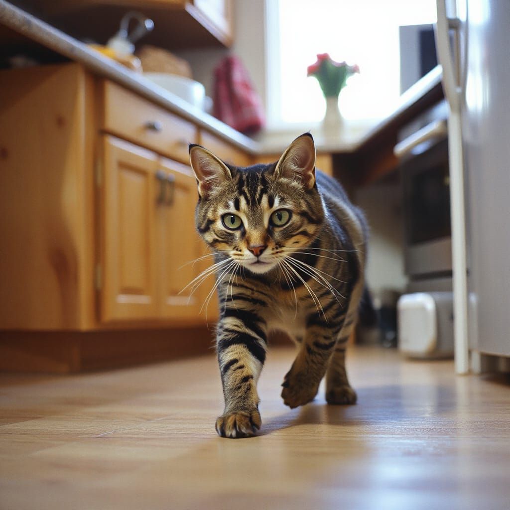 Tabby Cat's Kitchen Capers: A Cinematic Still