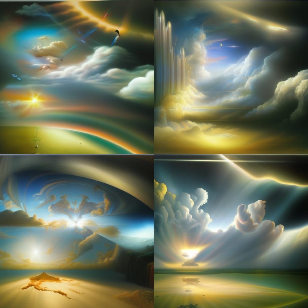 Divine Light Through Clouds: Surrealist Digital Painting