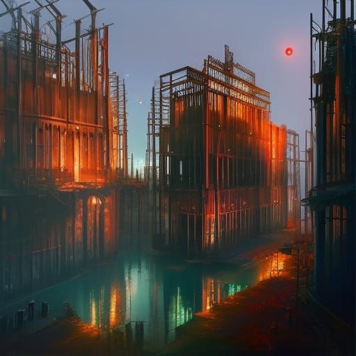 Surreal Post-Apocalyptic Rome Cityscape in Orphic Style