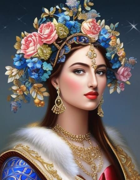 Detailed Portrait of a Princess in Maximalist Style