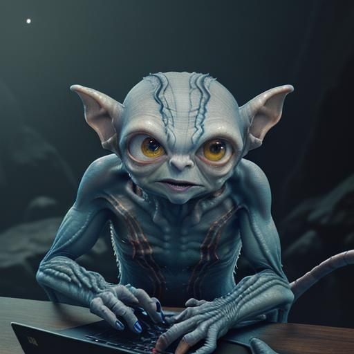 Gollum the Web Developer: Hyperrealistic 3D Render