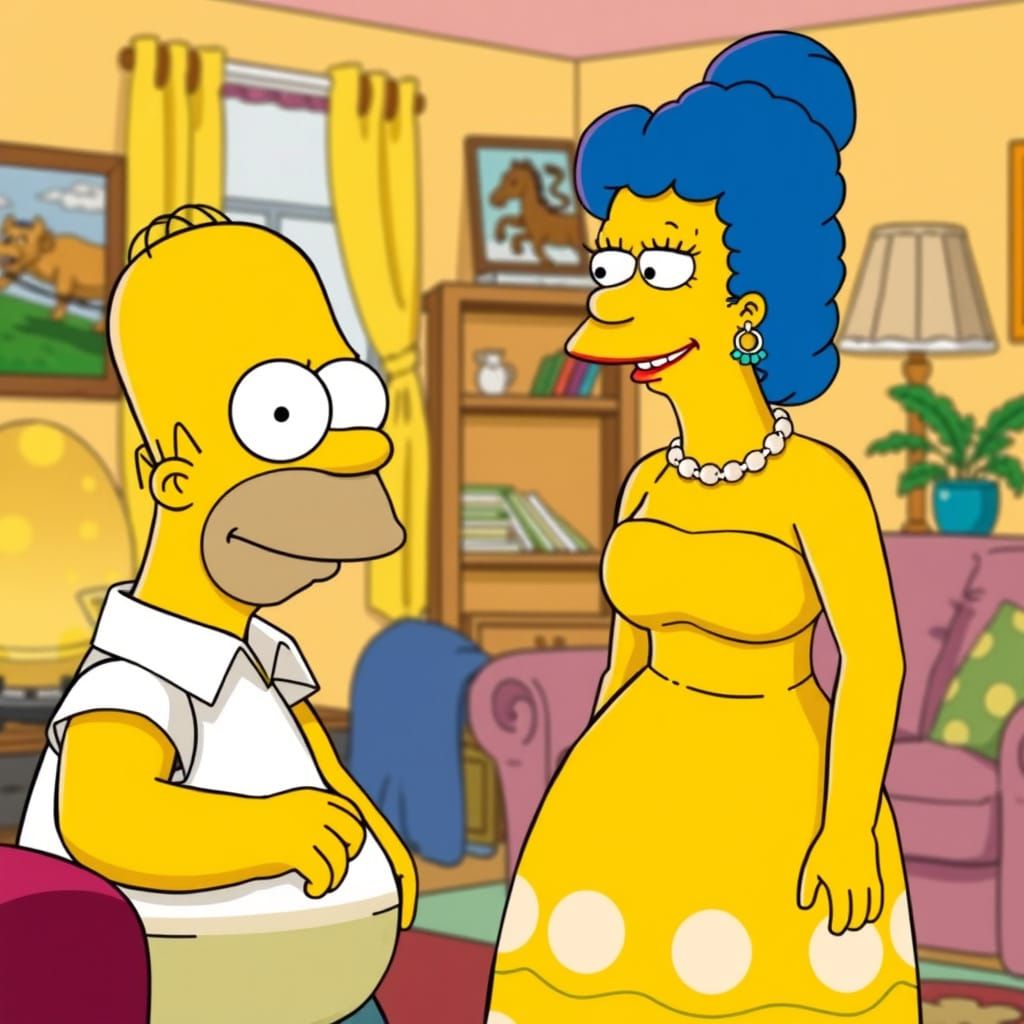 Woman Talks to Homer Simpson in Pop Art Style