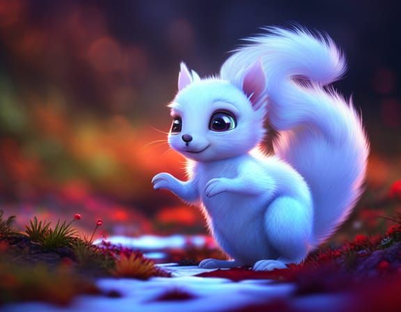 Cute Squirrel in Ethereal Winter Fantasy