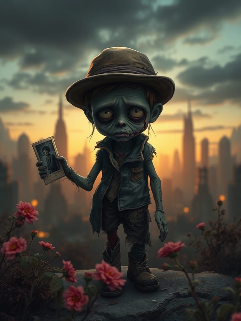 Zombie Kid Caricature in Hyperrealistic Style