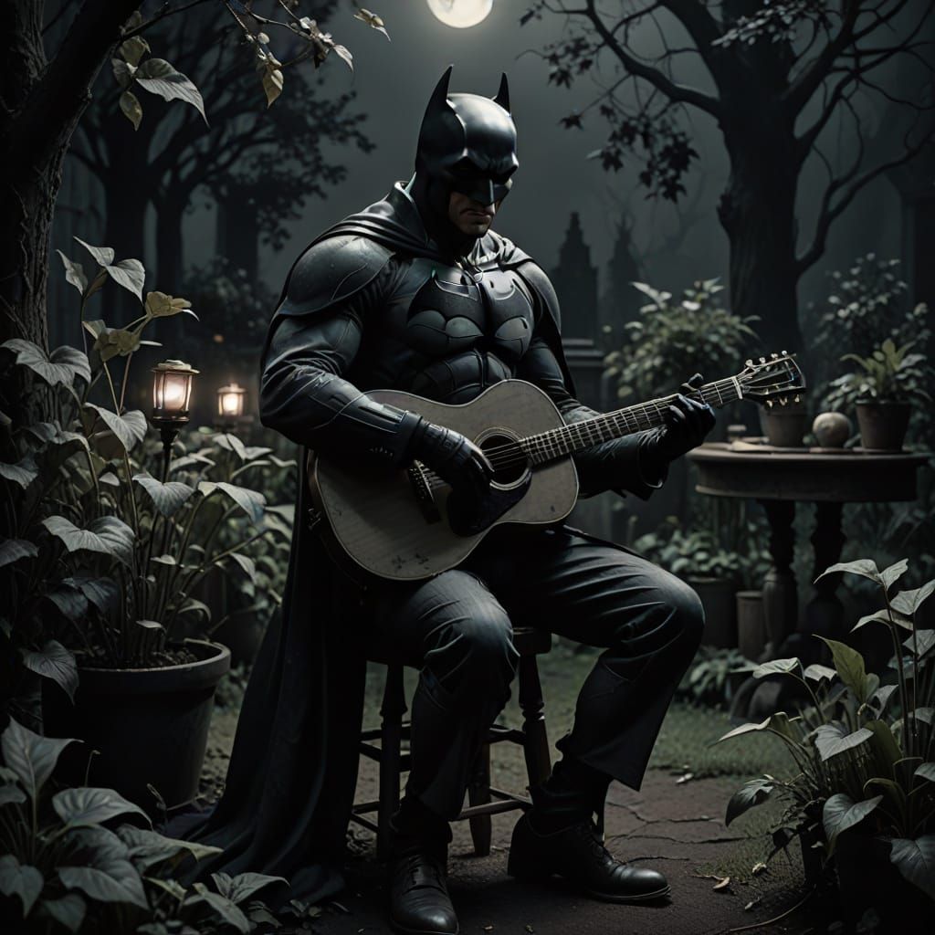 Gothic Batman Serenade in Charcoal