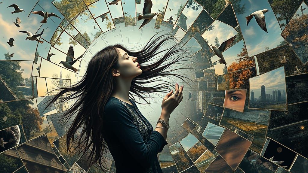 Ethereal Woman in Shattered Mirrors, Self-Simulation in Cosm...