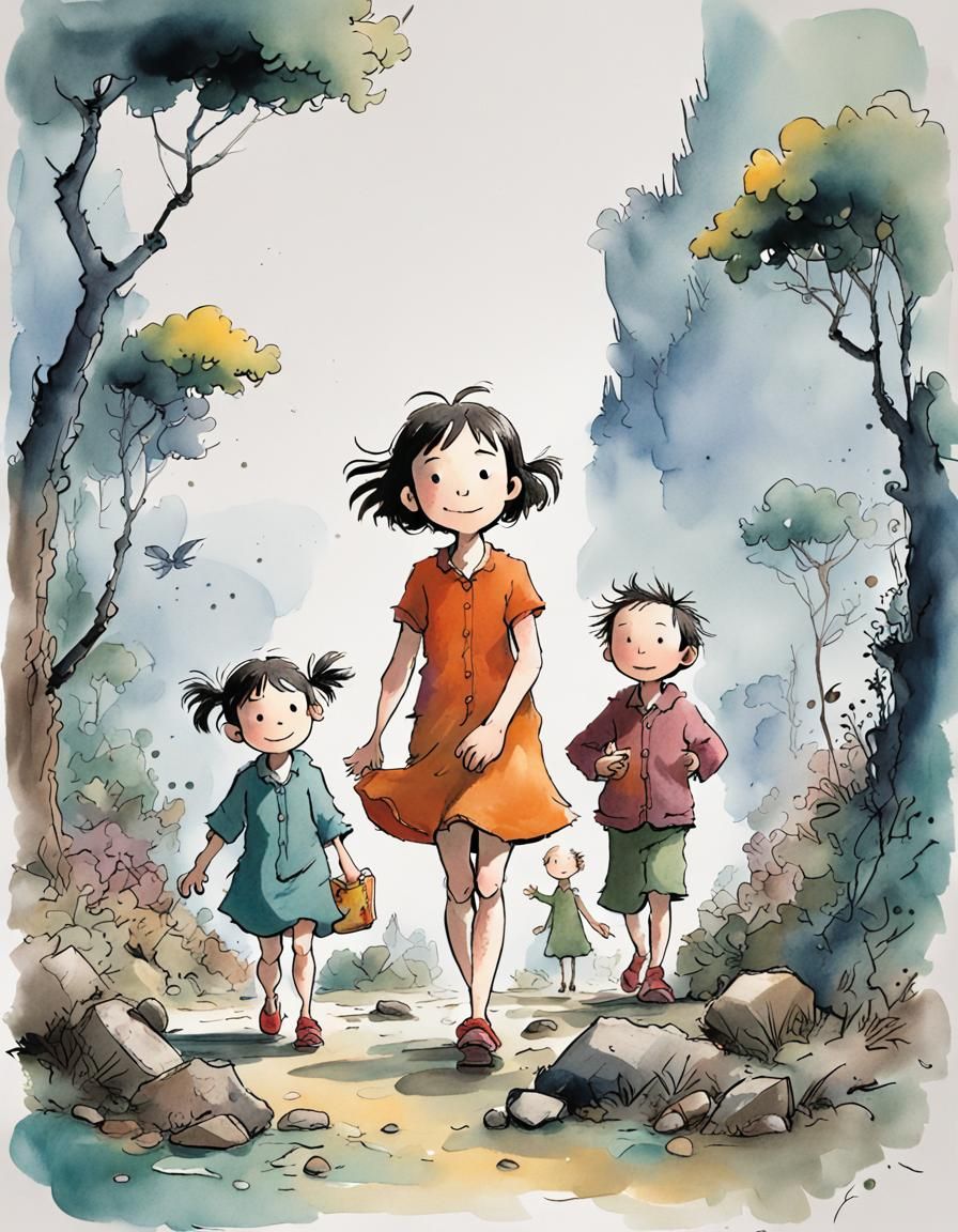 Autumnal Voices in Whimsical Children's Art Style