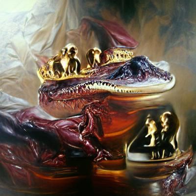 T Rex Royal Family in Oil Painting Style