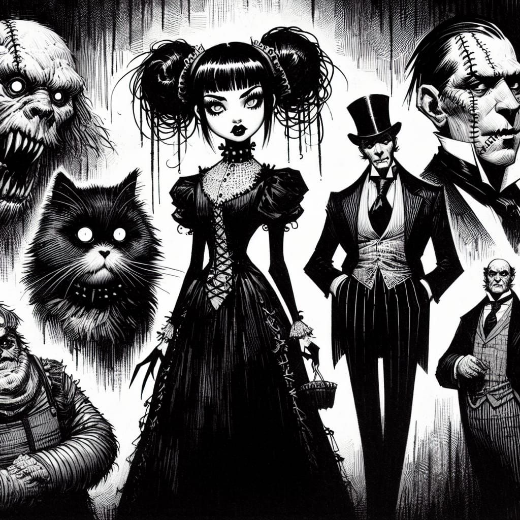 Gothic Girl Character Study in Dark Fantasy Style