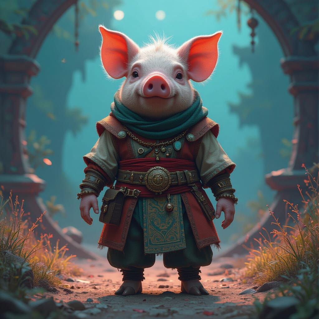 Half-Tashy, Half-Pig Creature in Fantasy Concept Art