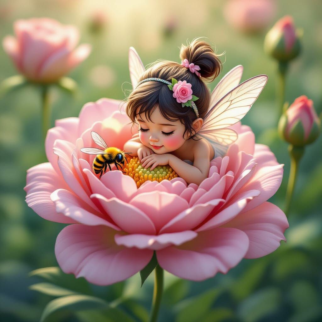 Fairy Boy with Bee in Candyland Style