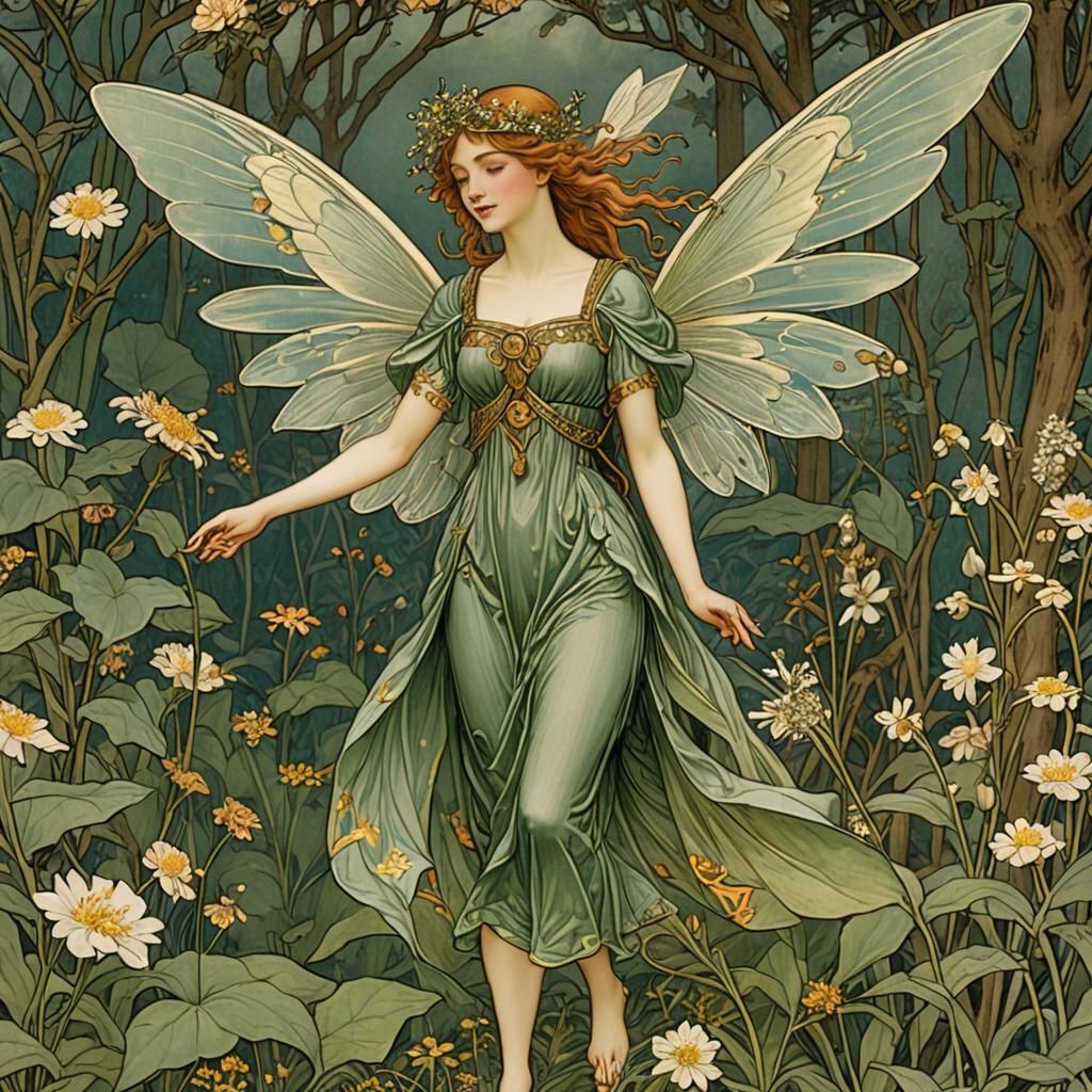 Healing Fairy in Victorian Illustration Style