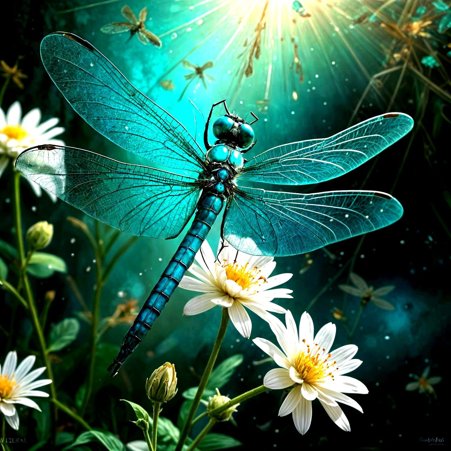 A turquoise dragonfly
