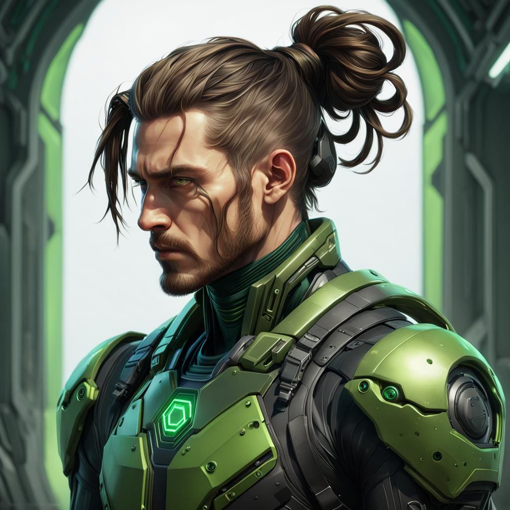 Man in Exo Suit, Hyperdetailed Portrait