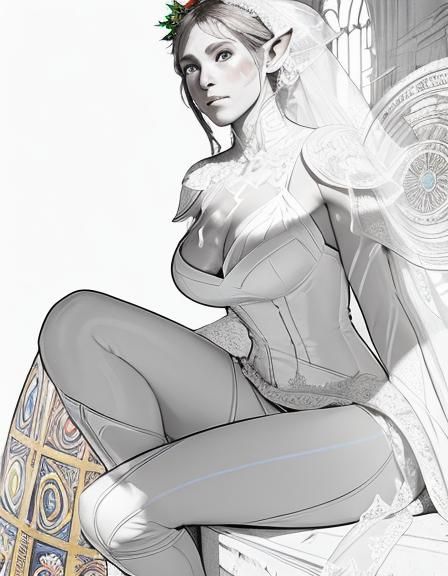 Intricate Bride Portrait in Digital Art Style