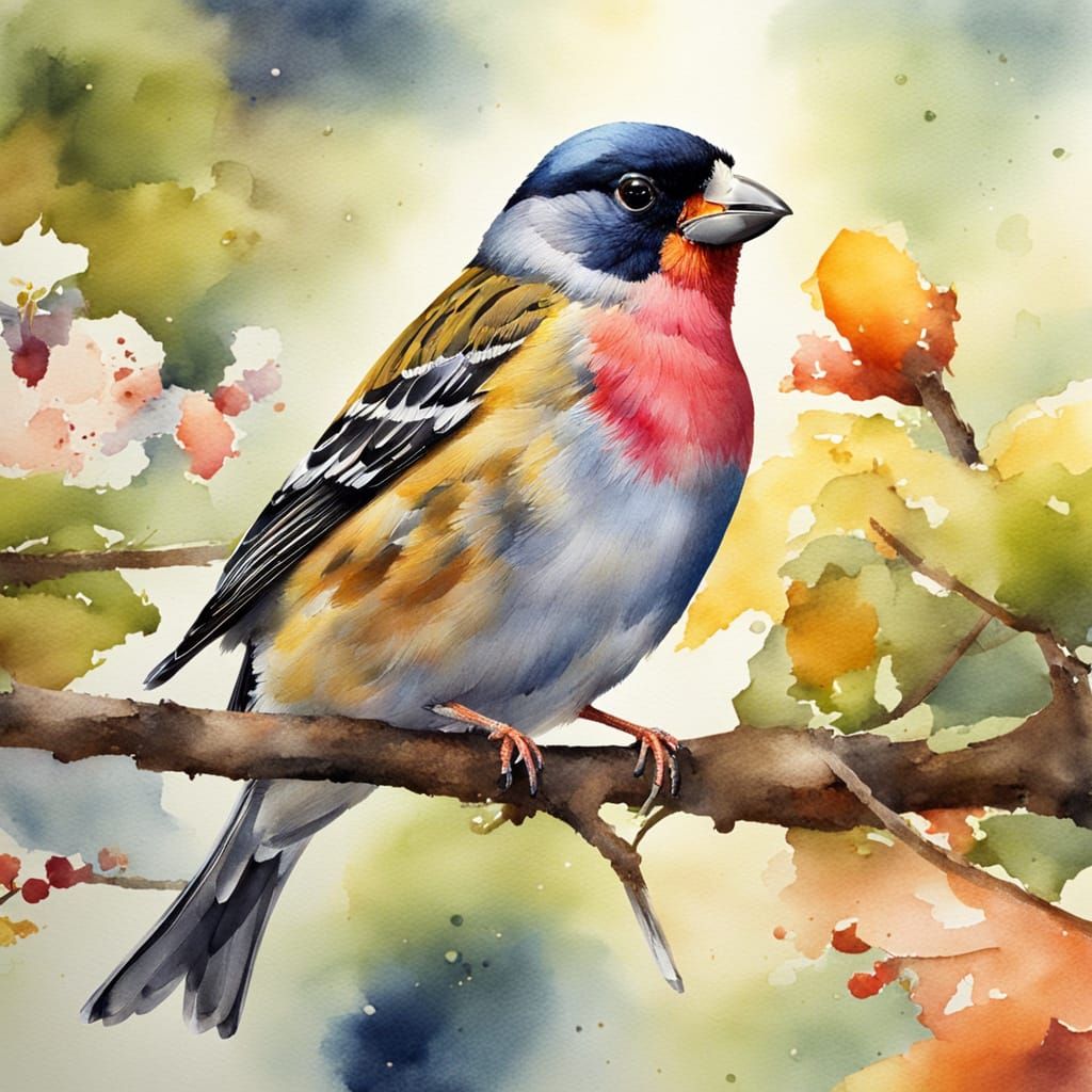 Vibrant Watercolor Finch Portrait
