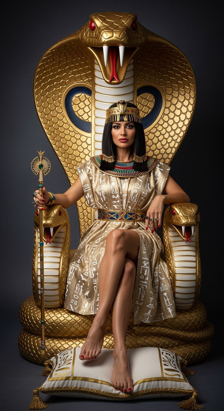 Egyptian Queen on Cobra Throne, Professional Photography