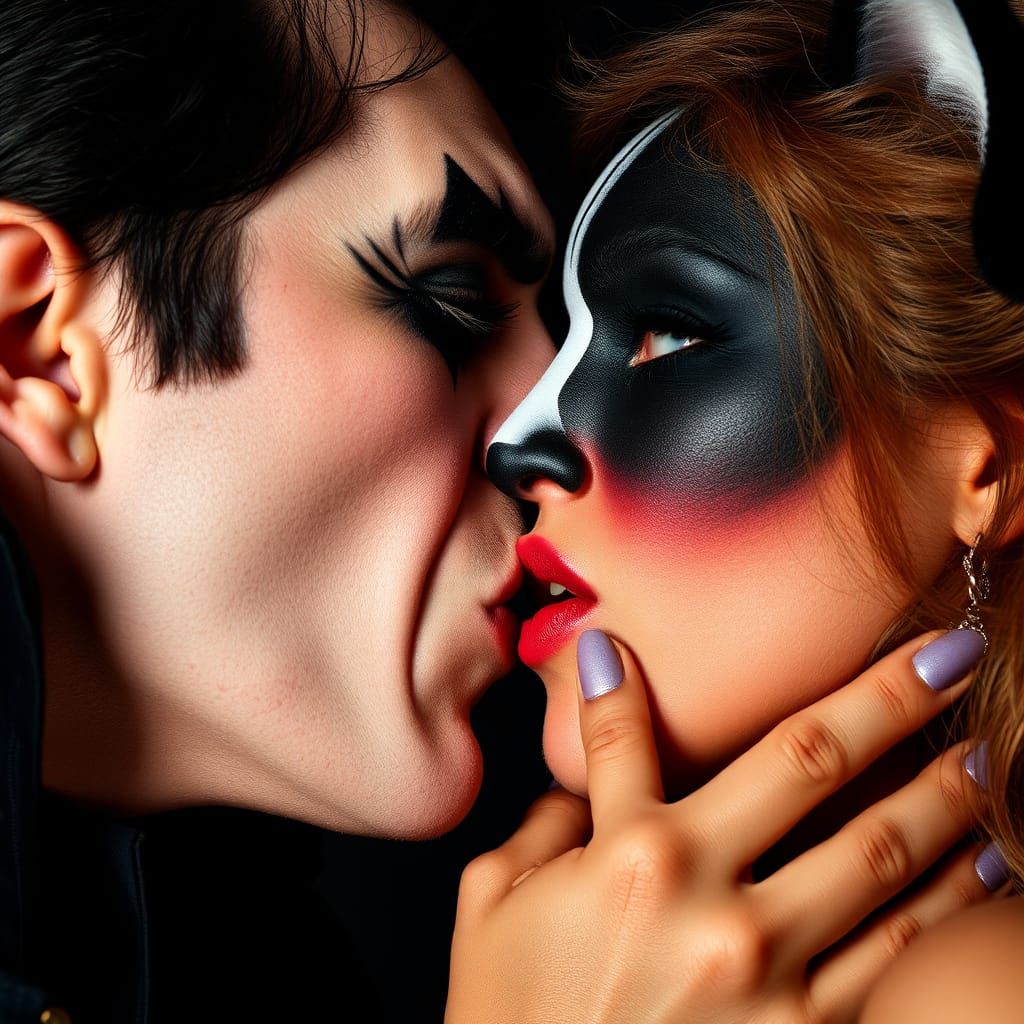 Dracula and Catwoman Share a Kiss