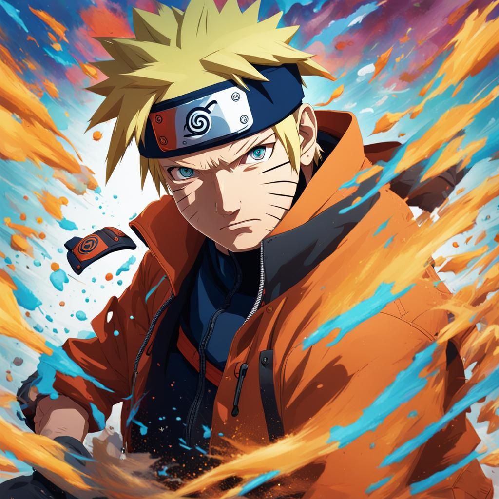 Hyperrealistic Naruto Splash Art Portrait