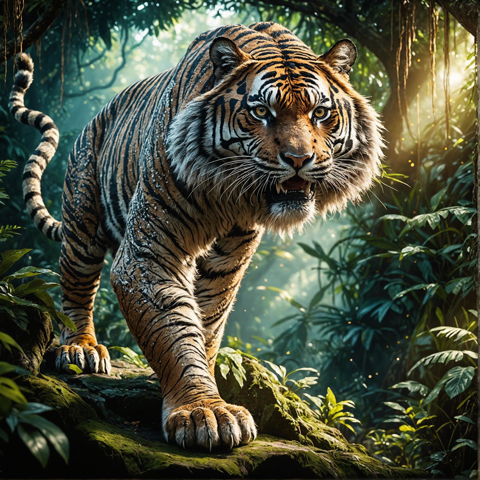 Majestic Mayan Tiger in Lush Jungle Concept Art