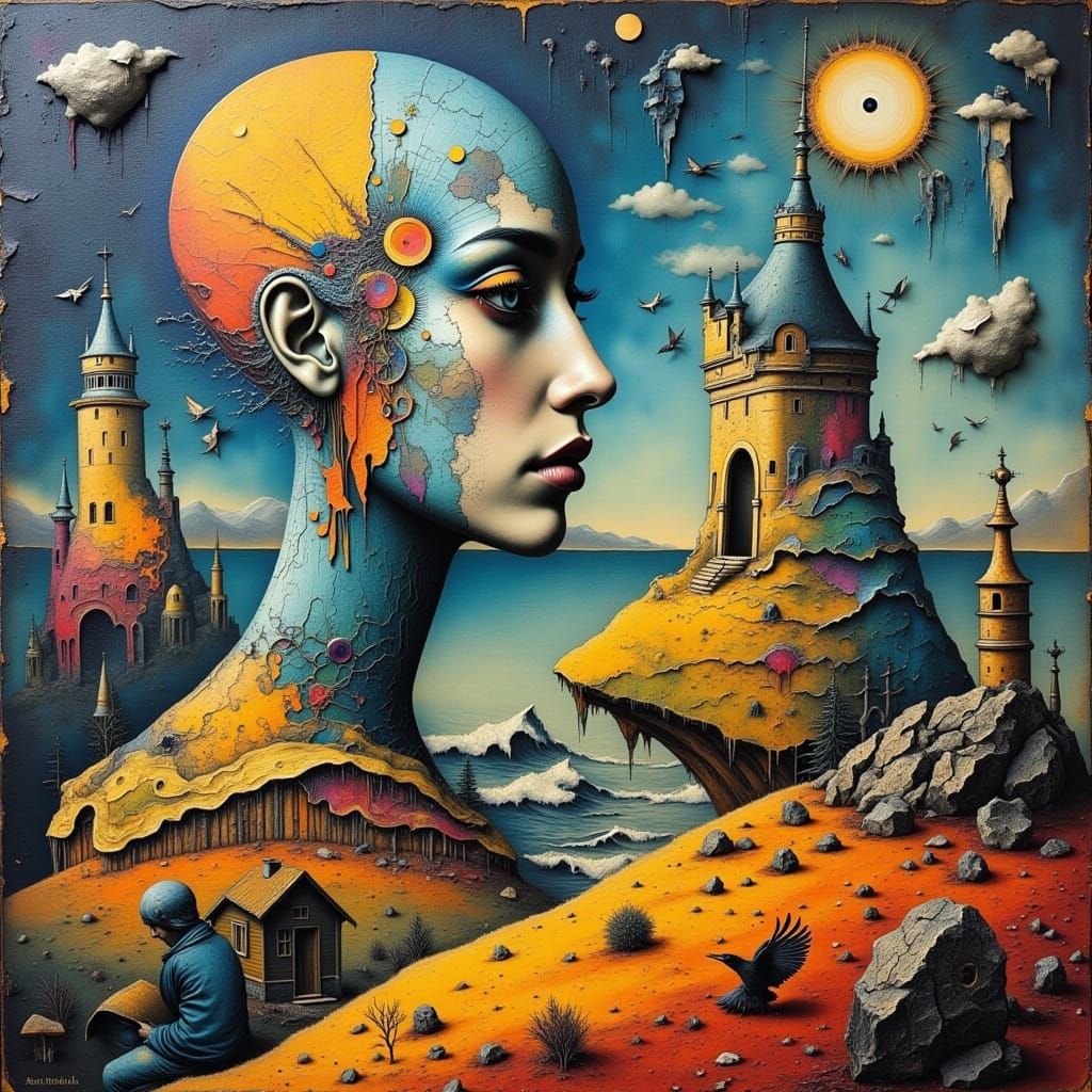 Surreal Melting Oil Painting with Psychedelic Colors