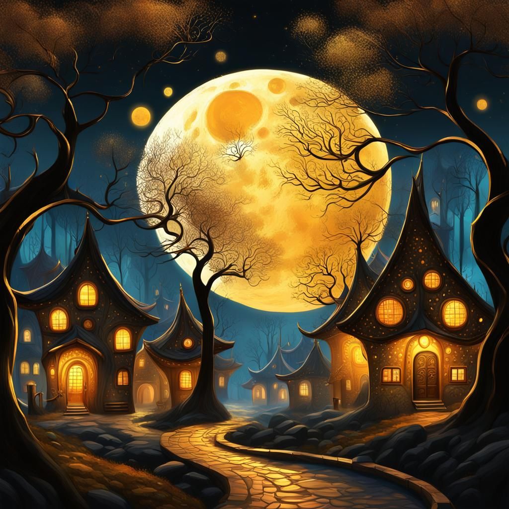 Village scene abstract painting #1