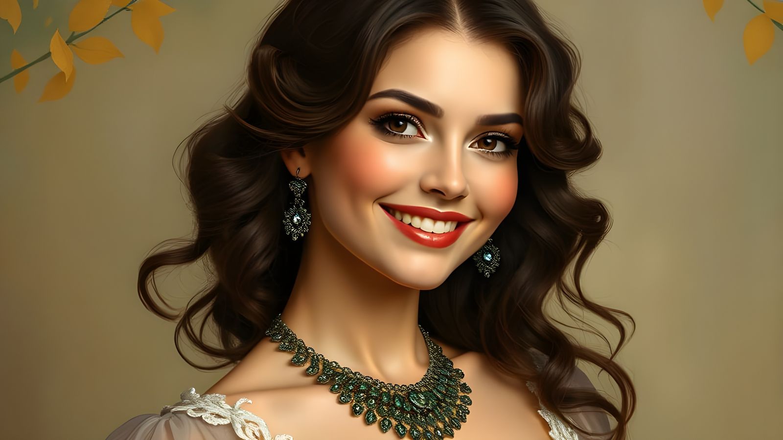 Elegant Lady in Art Nouveau Style