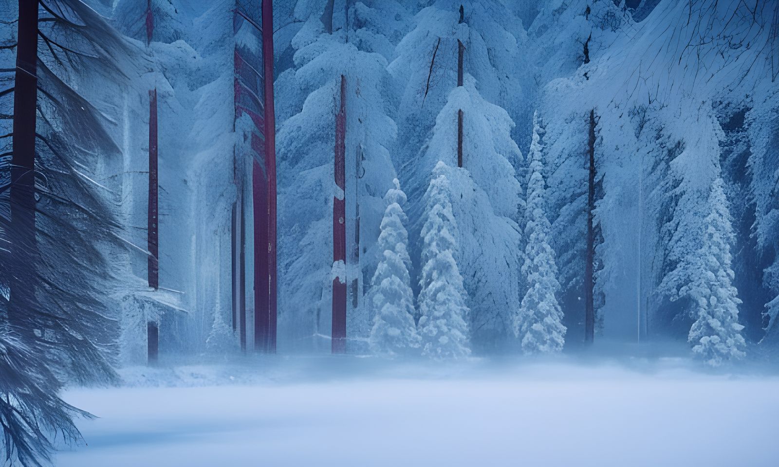Winter Forest and Lake in Finland
