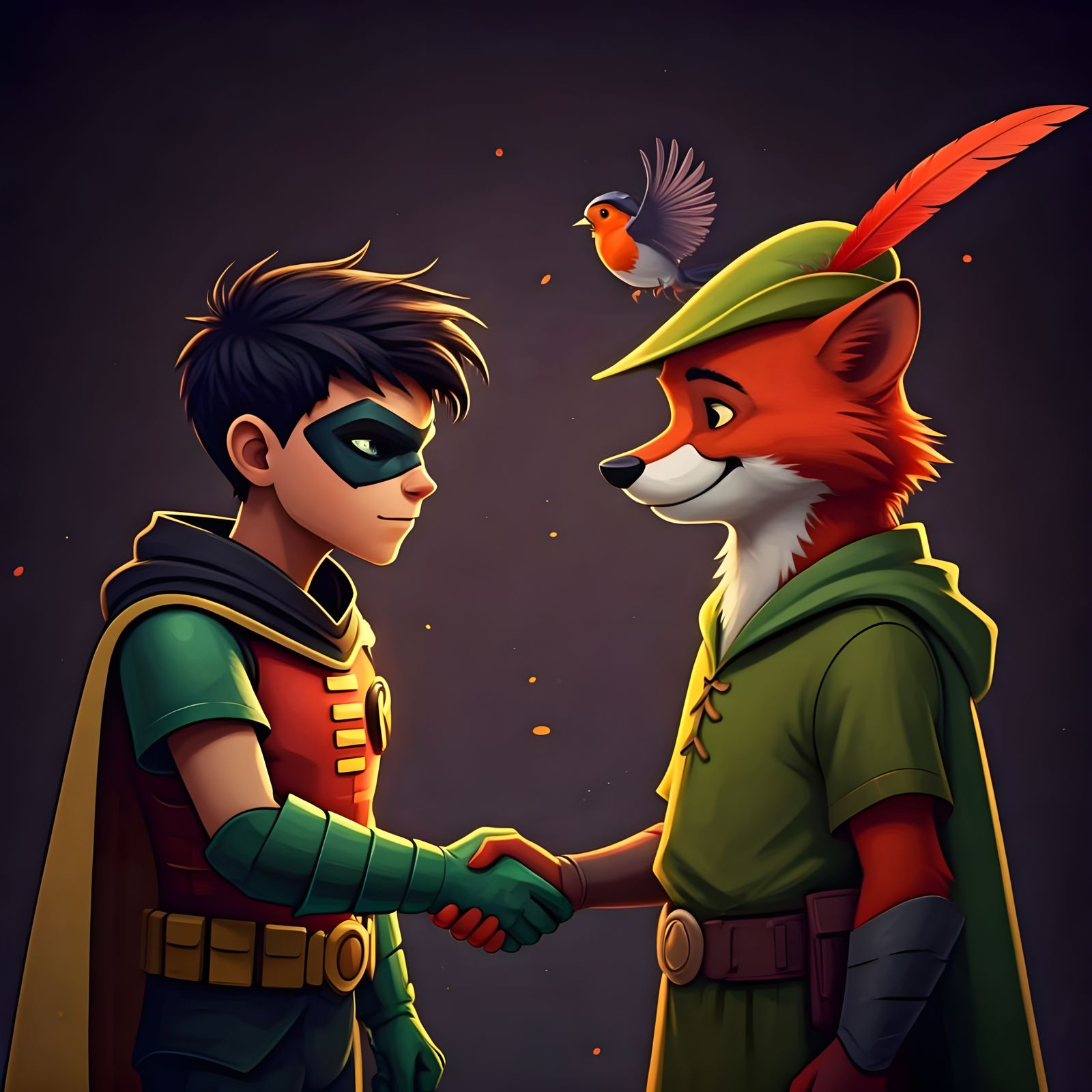 Anime Illustration: Robins Unite in Cel-Shaded Style