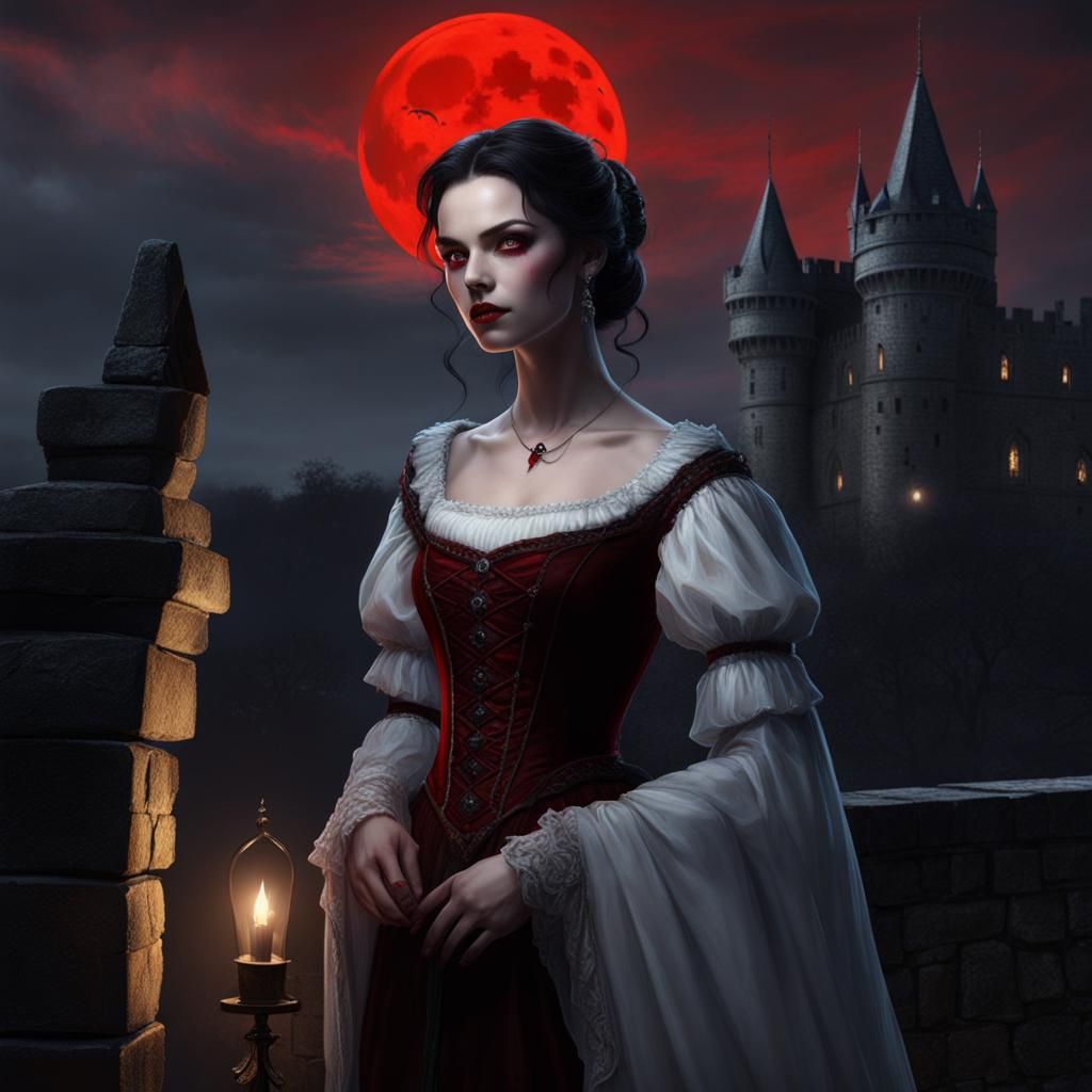 Trending on Artstation, Etherial Female Vampire, Pale skin, ...