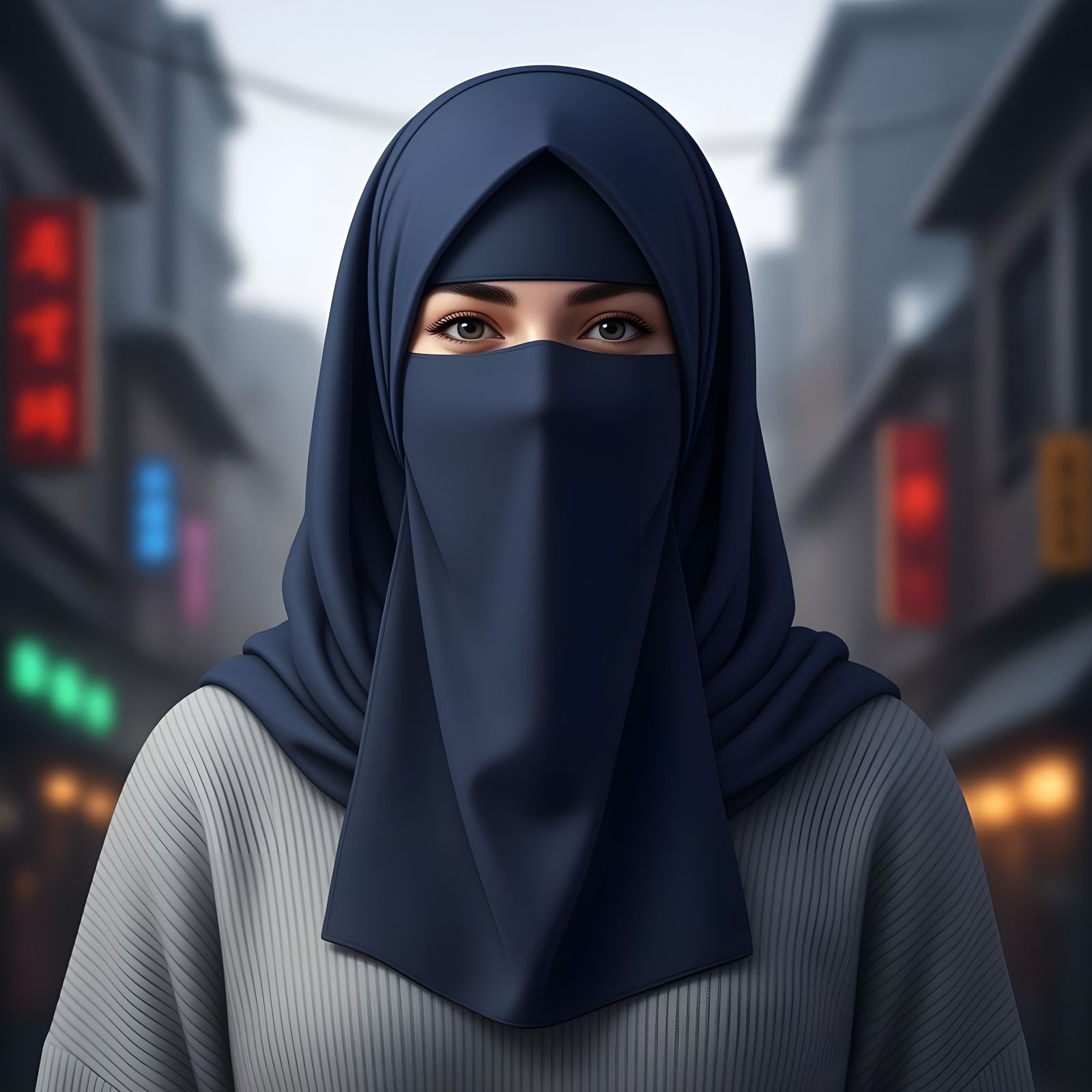 Beautiful Irish Woman in Niqab, Fantasy Concept Art