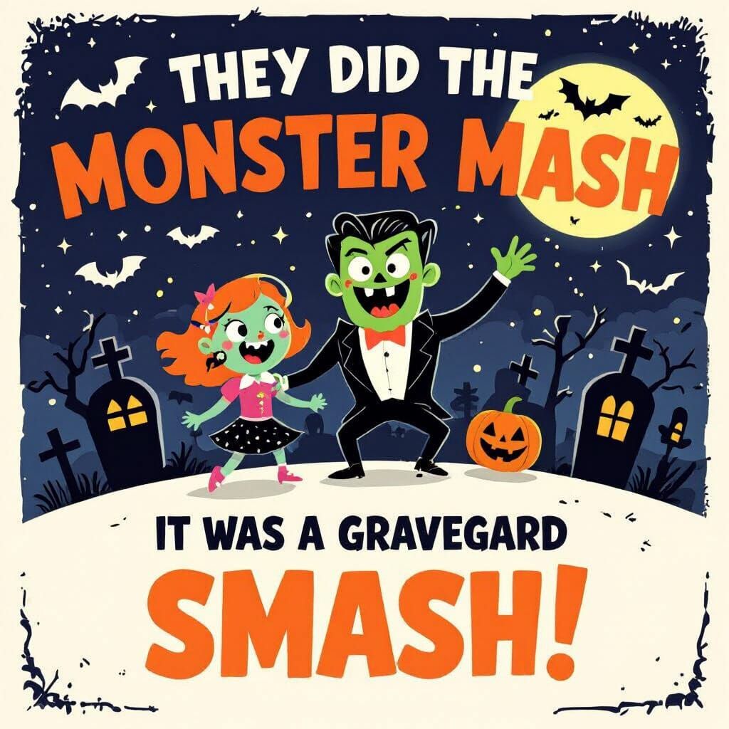 Monster Mash Graveyard Smash Halloween Scene