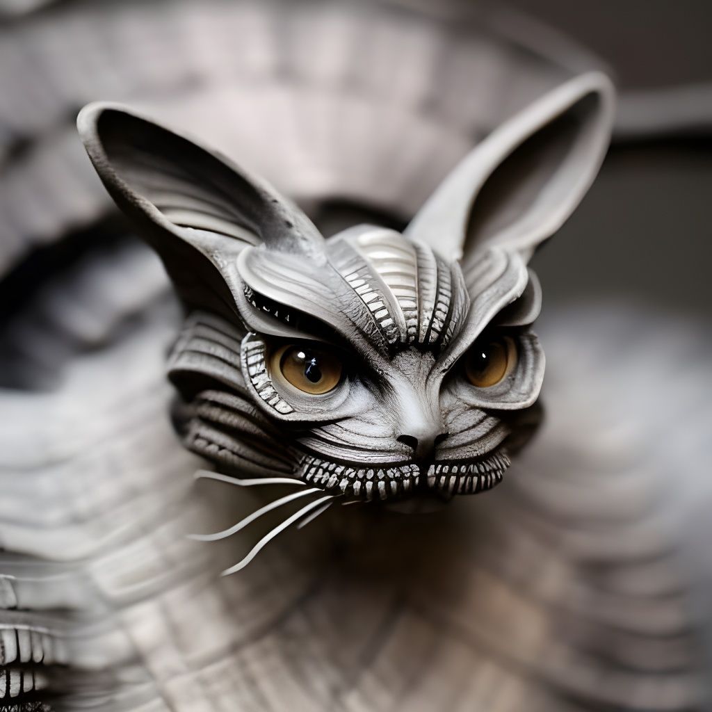 Cat in a Box: Film Noir Giger-Inspired Photo