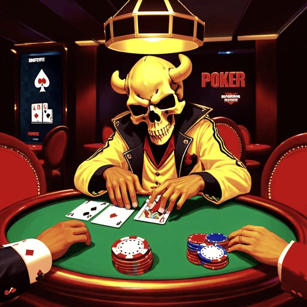 Skull-Headed Figure Plays Poker