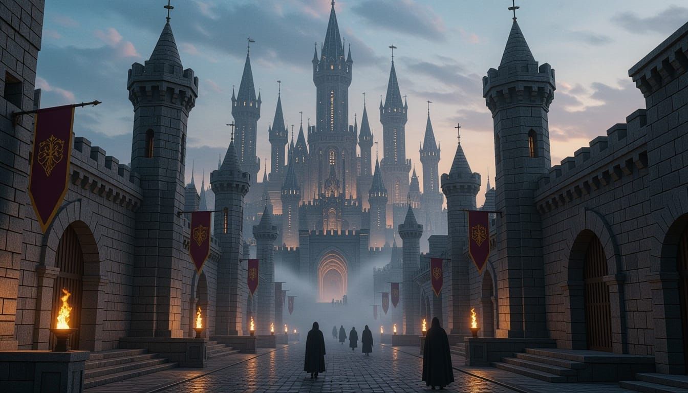 Epic Ancient City of Stone and Bronze at Twilight