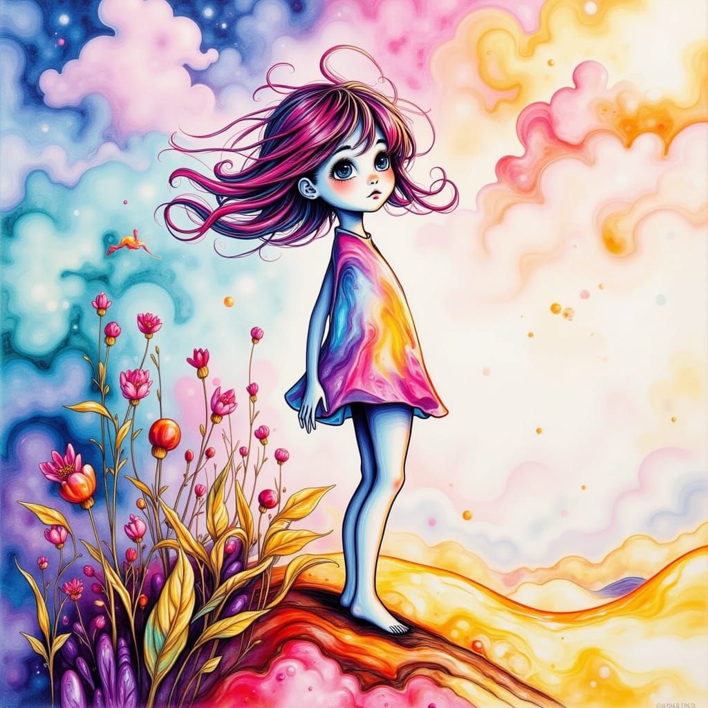 Whimsical Child's Rainy Day Dreamscape