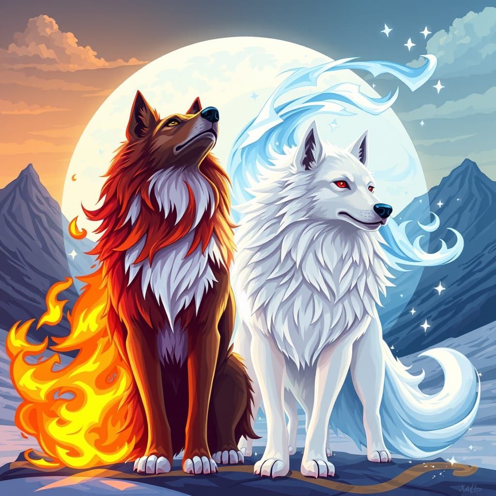 Majestic Canine Duo in Contrasting Landscapes