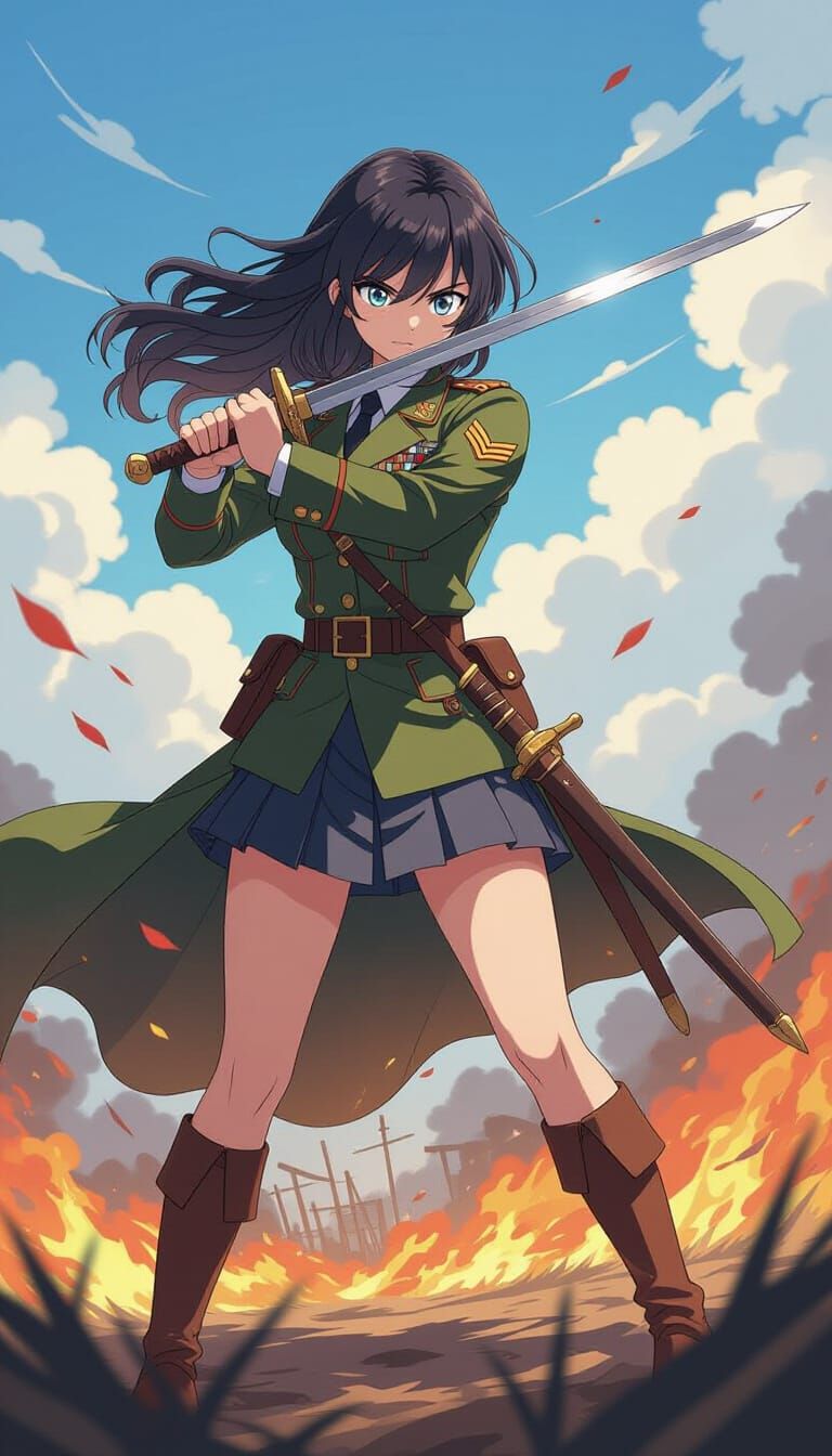Jack Churchill as Anime Girl Soldier on Battlefield