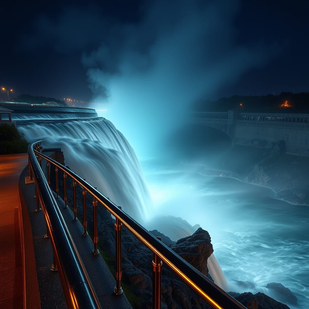 Niagara Falls at Night with Fractal Accents