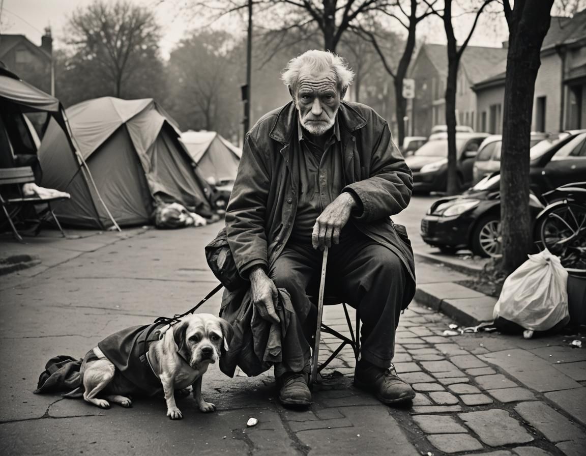Touching Black and White Photo of Elderly Man