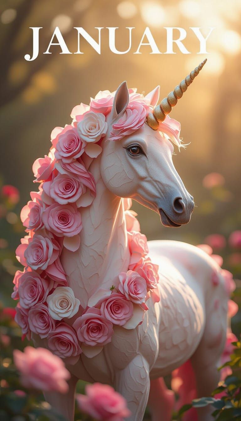 Rose Petal Unicorn in Golden Hour Light