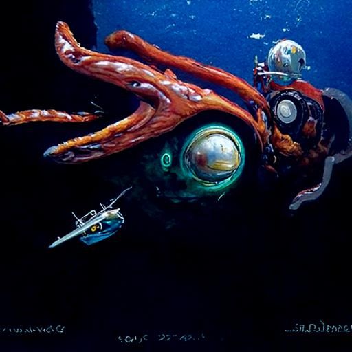 Subnautica Underwater Scene in Oil Painting Style