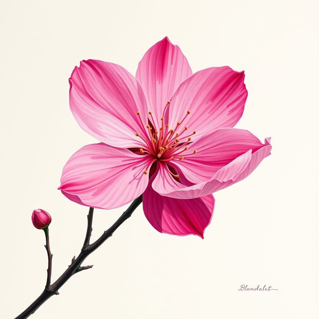 Fuchsia Bloom in Pop Surrealist Style