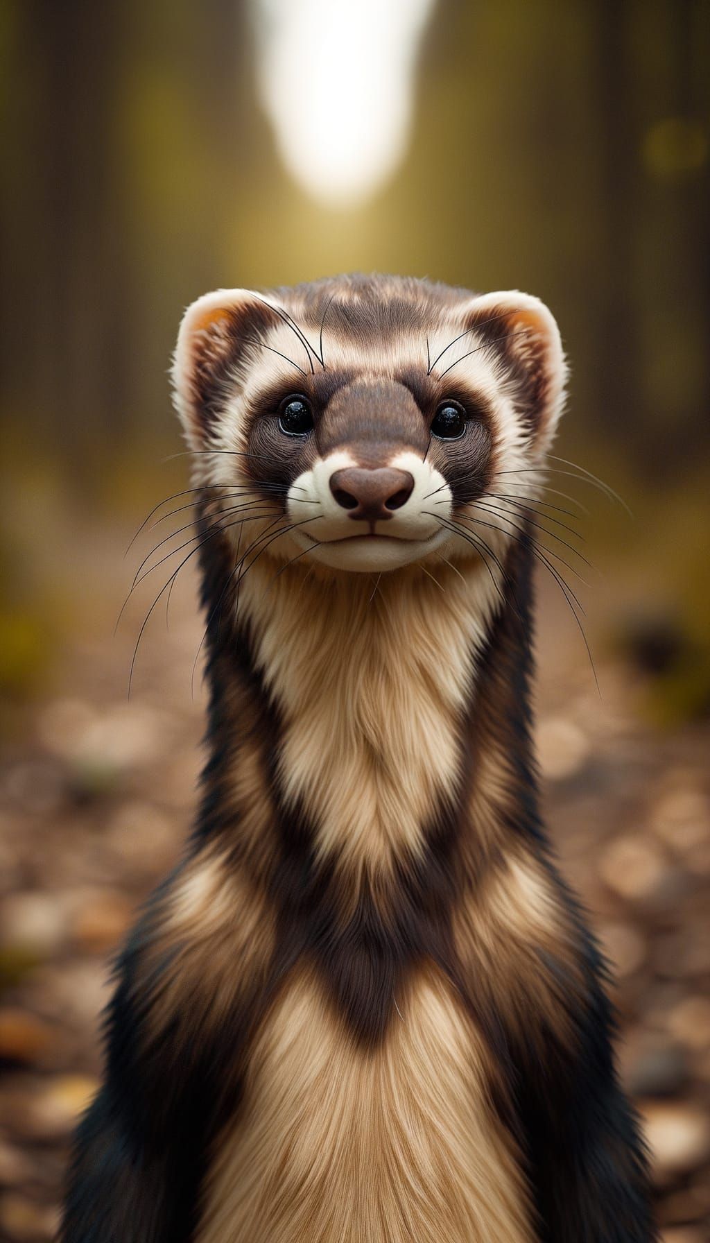 Anthropomorphic Sable Ferret-Human Hybrid in Natural Habitat