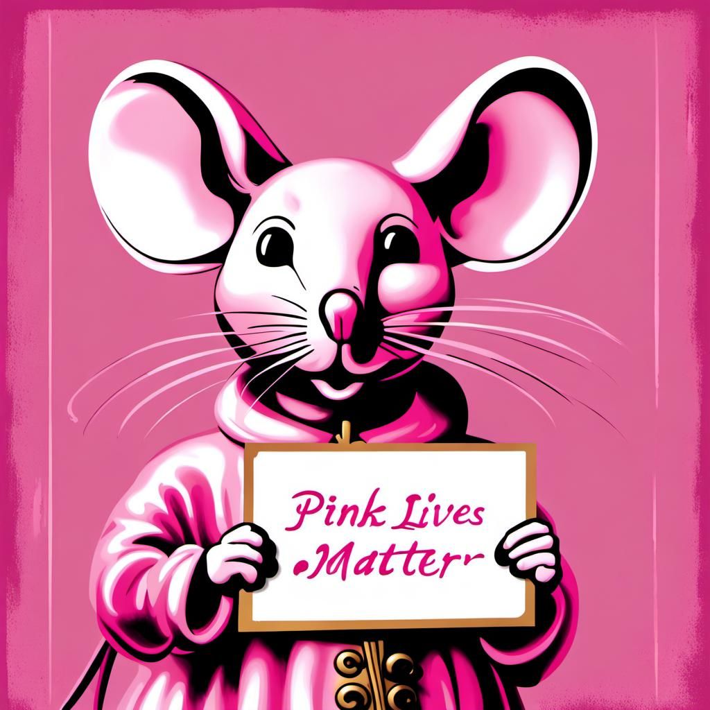 Pink Mouse Protest in Renaissance Pop Art Style