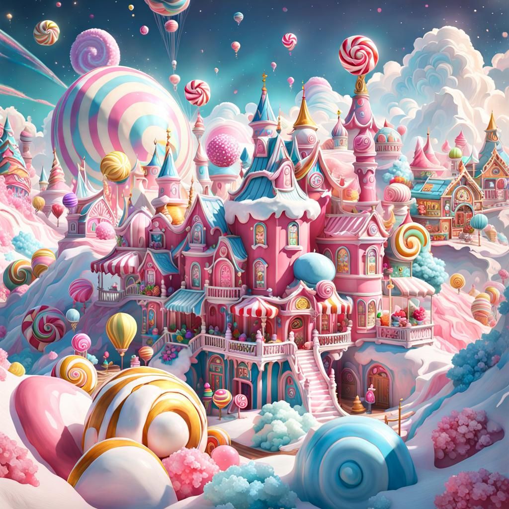 Surreal Candy City in the Clouds