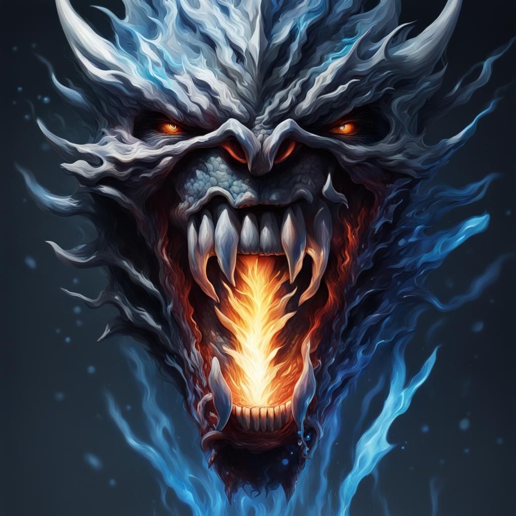 Crystal Demon with Flames: Hyperrealistic Concept Art